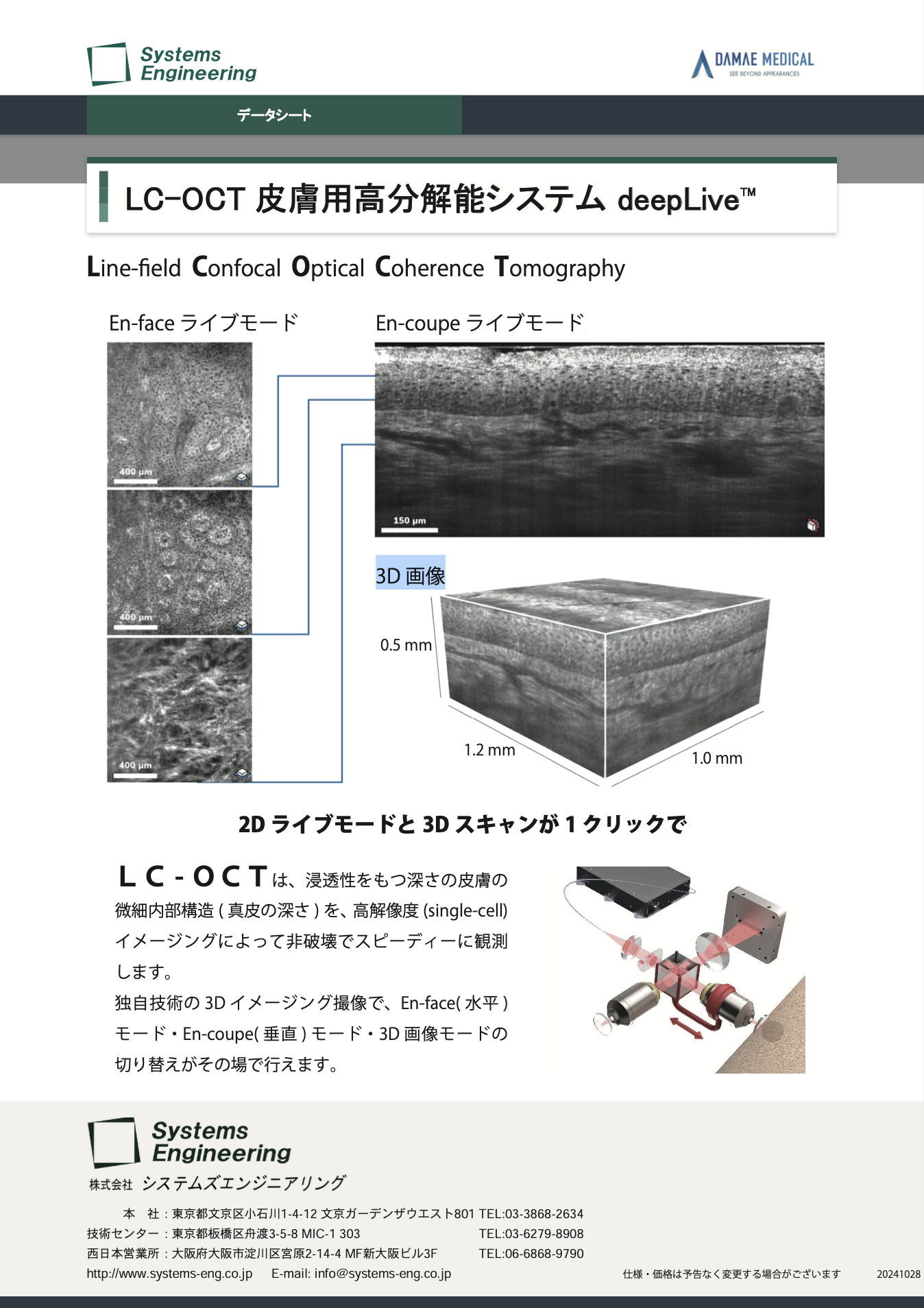 LC-OCT 皮膚用高分解能システム deepLive™