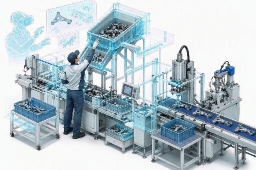 生産ラインをVRで検証するイメージ