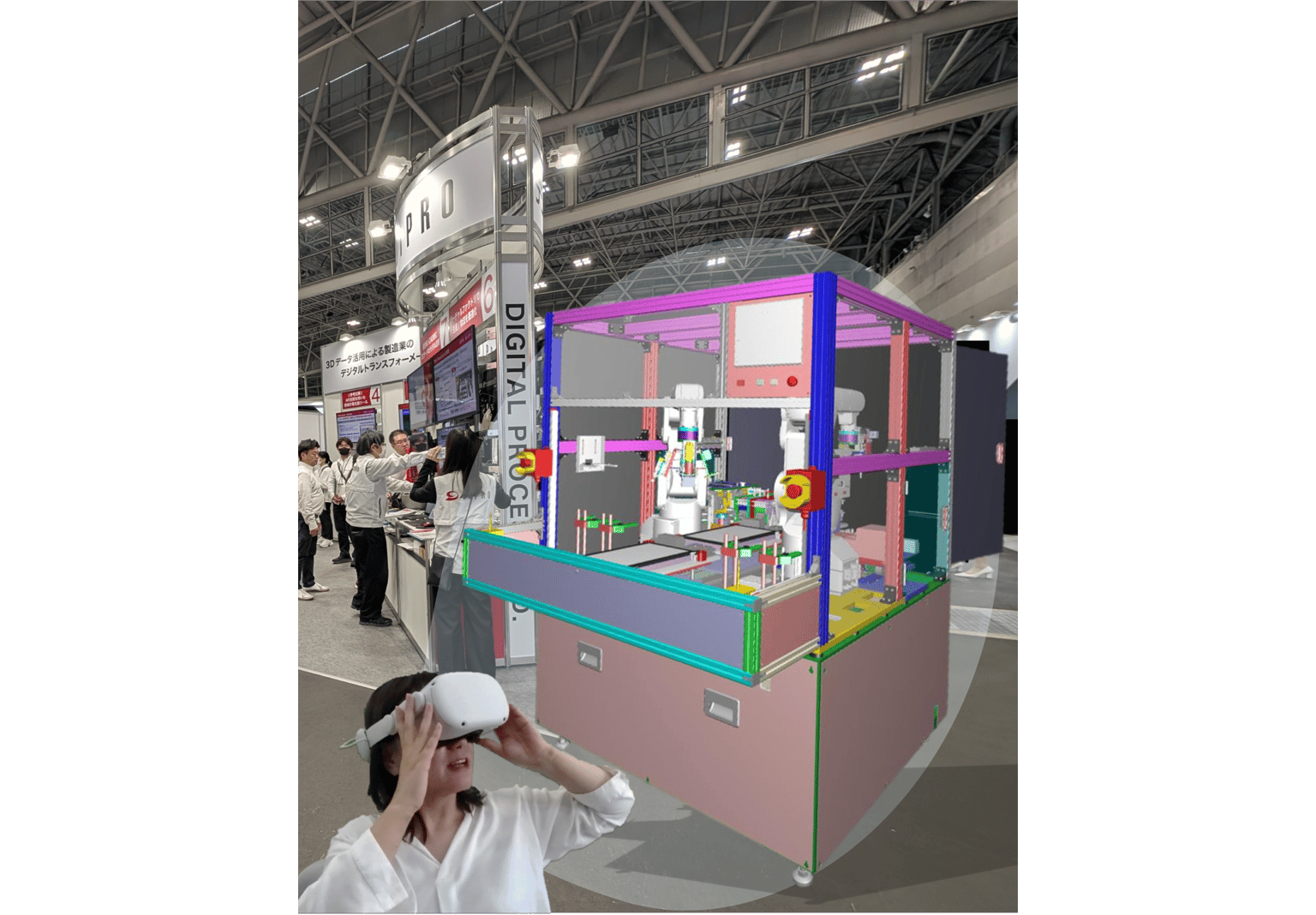 展示会ブースでXphereのVRを体験している様子