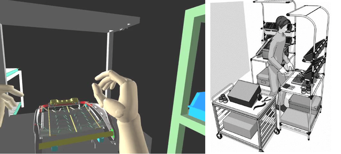 VR空間で組立手順のトレーニングを行っている様子
