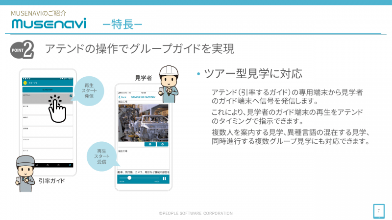 アテンドの操作でグループガイドを実現