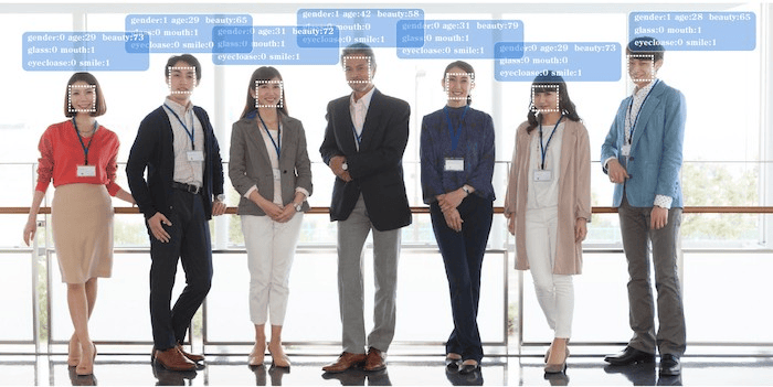 10人まで同時に顔認証が可能