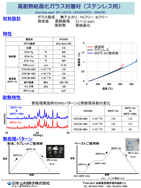 高耐熱結晶化ガラス封着材 技術資料
