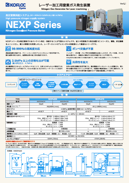 レーザー加工用窒素ガス発生装置 NEXP Series